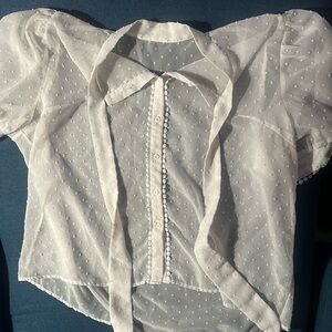 White Sheer Polka Dot Blouse